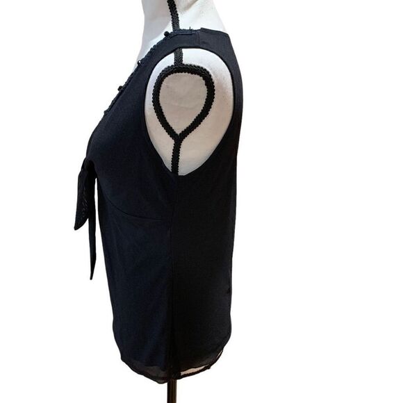 AGB Embellished Beaded Neckline Top, Sleeveless, V-Neck, Black, Medium - Picture 4 of 9